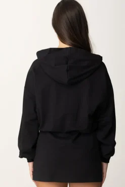 Elisabetta Franchi Bambina Abito Felpa con Cappuccio e Ricamo StemmaNERO