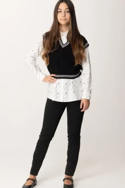 Elisabetta Franchi Bambina Gilet Corto In LanaNERO-BURRO