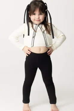 Elisabetta Franchi Bambina Cardigan con Bande LogateBUTTER/BLACK