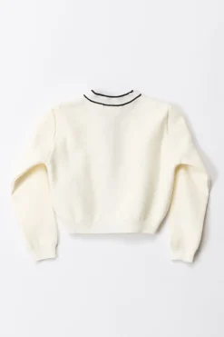 Elisabetta Franchi Bambina Cardigan con Bande LogateBUTTER/BLACK