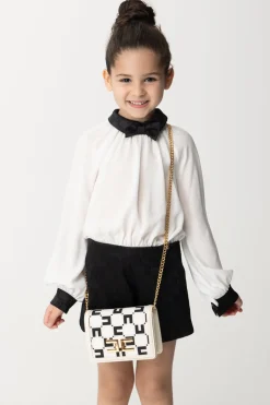 Elisabetta Franchi Bambina Mini Tracolla con LogoBUTTER/BLACK