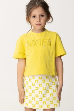 Elisabetta Franchi Bambina T-shirt con Ricamo Lettering e CharmCEDAR