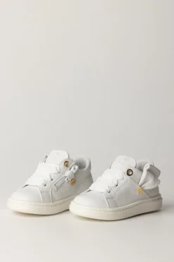 Elisabetta Franchi Bambina Sneakers Chiusura Zip e BottoncinoWHITE