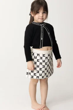 Elisabetta Franchi Bambina Cardigan con Bande LogateBLACK/BUTTER