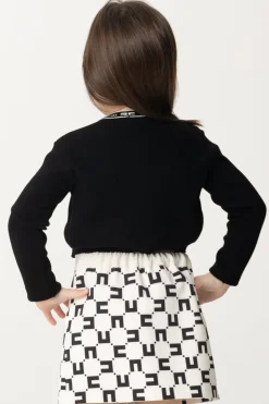 Elisabetta Franchi Bambina Cardigan con Bande LogateBLACK/BUTTER