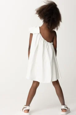Elisabetta Franchi Bambina Abito Prendisole Monospalla con FioccoIVORY/IVORY
