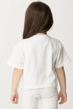Elisabetta Franchi Bambina T-shirt con Ricamo StemmaLIGHT CREAM
