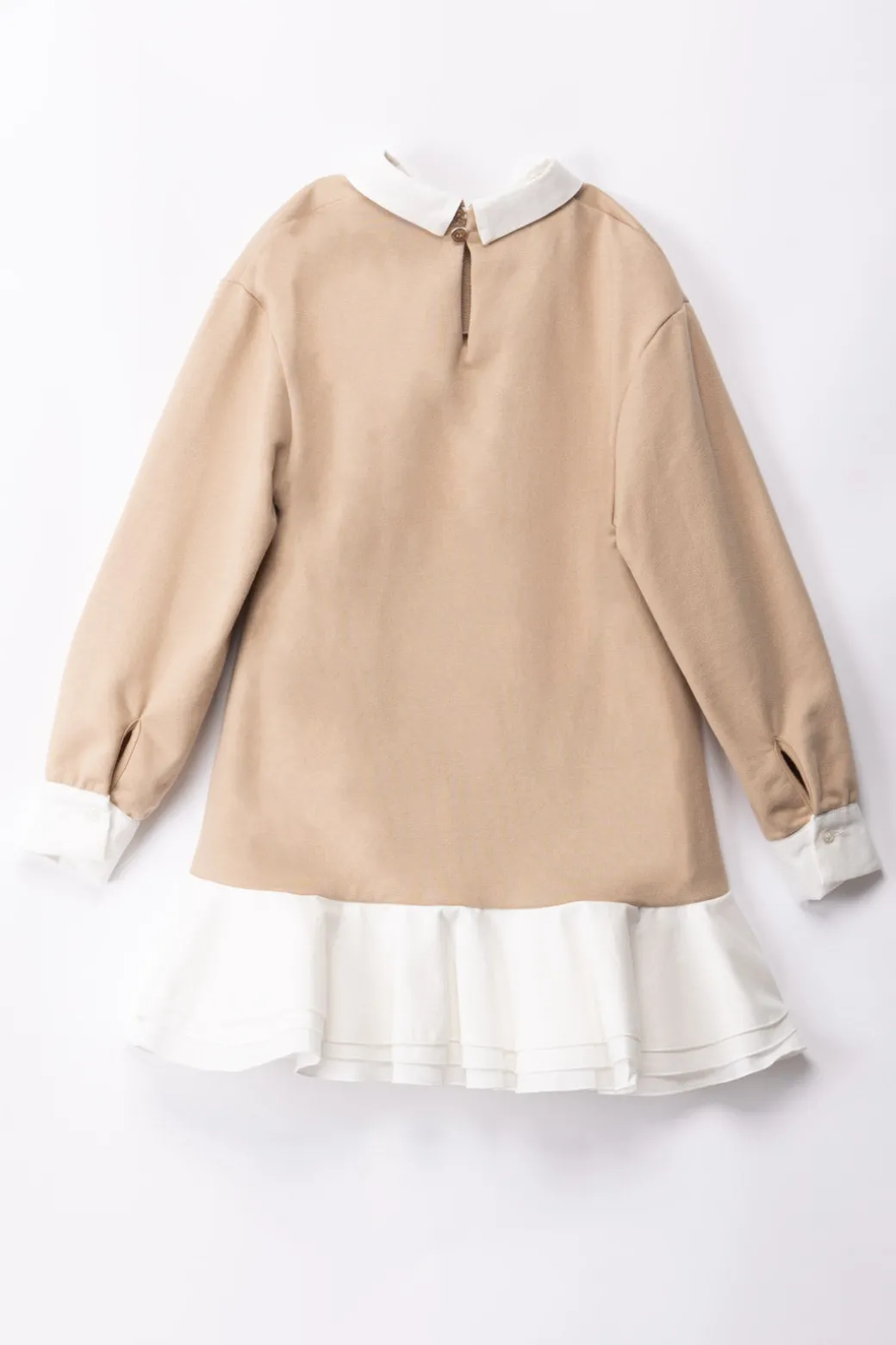 Elisabetta Franchi Bambina Abito In Felpa con VolantSAND/IVORY/IVORY