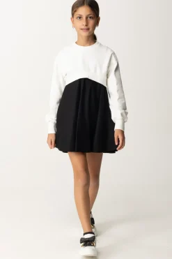 Elisabetta Franchi Bambina Abito In Lana con Felpa CropNERO/AVORIO-NERO