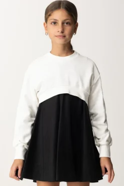 Elisabetta Franchi Bambina Abito In Lana con Felpa CropNERO/AVORIO-NERO