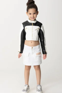 Elisabetta Franchi Bambina Minigonna con Tasconi Ed Etichetta LogoIVORY PINK LABEL