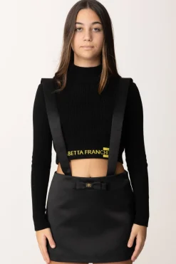 Elisabetta Franchi Bambina Minigonna con Bretelle e FioccoNERO