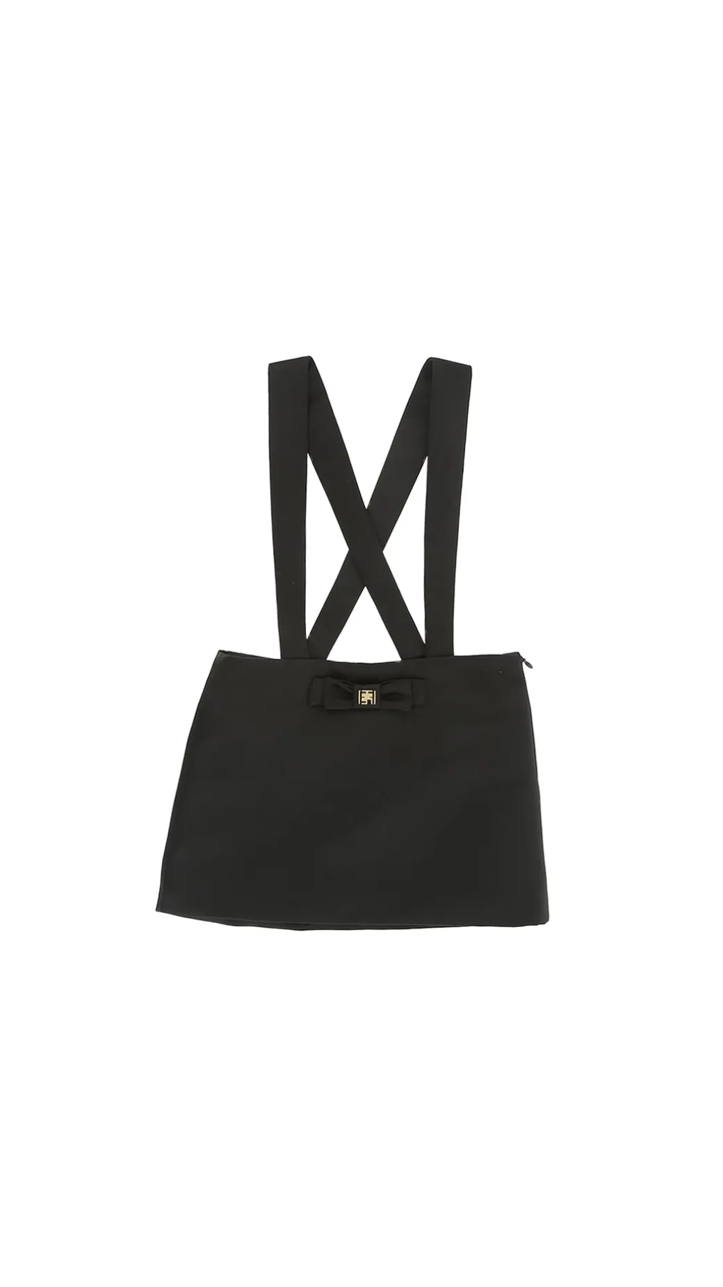 Elisabetta Franchi Bambina Minigonna con Bretelle e FioccoNERO