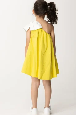 Elisabetta Franchi Bambina Abito Prendisole Monospalla con FioccoCEDAR/IVORY