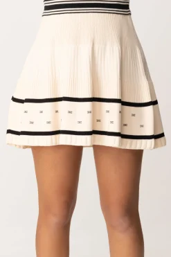 Elisabetta Franchi Bambina Minigonna In Maglia con Applicazione StrassBURRO-NERO/NERO