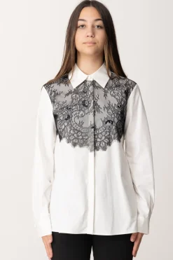 Elisabetta Franchi Bambina Camicia con Inserto Bustino In PizzoAVORIO/NERO