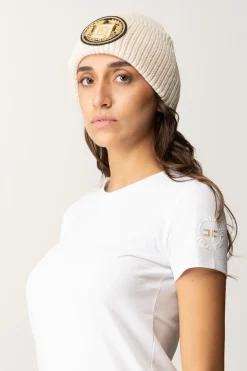Elisabetta Franchi Beanie In Lana con Patch LogoBURRO