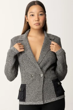 Elisabetta Franchi Blazer In Maglia con Tasche In VelaSALEPEPE