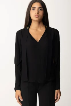 Elisabetta Franchi Blusa In Georgette con FoulardNERO