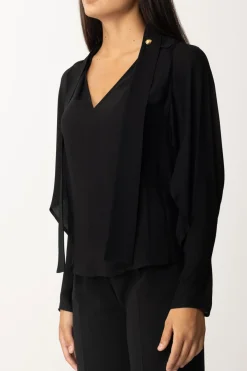 Elisabetta Franchi Blusa In Georgette con FoulardNERO