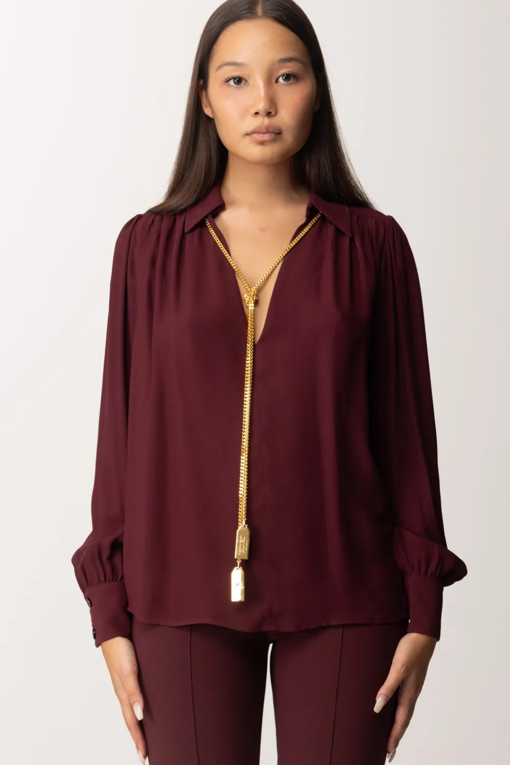 Elisabetta Franchi Blusa In Georgette con CollanaROUGE NOIR