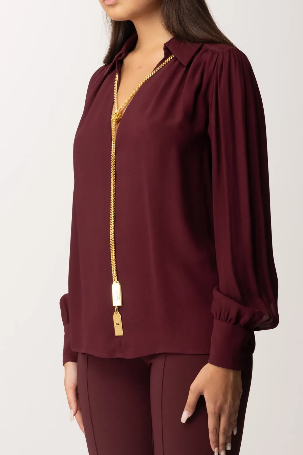 Elisabetta Franchi Blusa In Georgette con CollanaROUGE NOIR