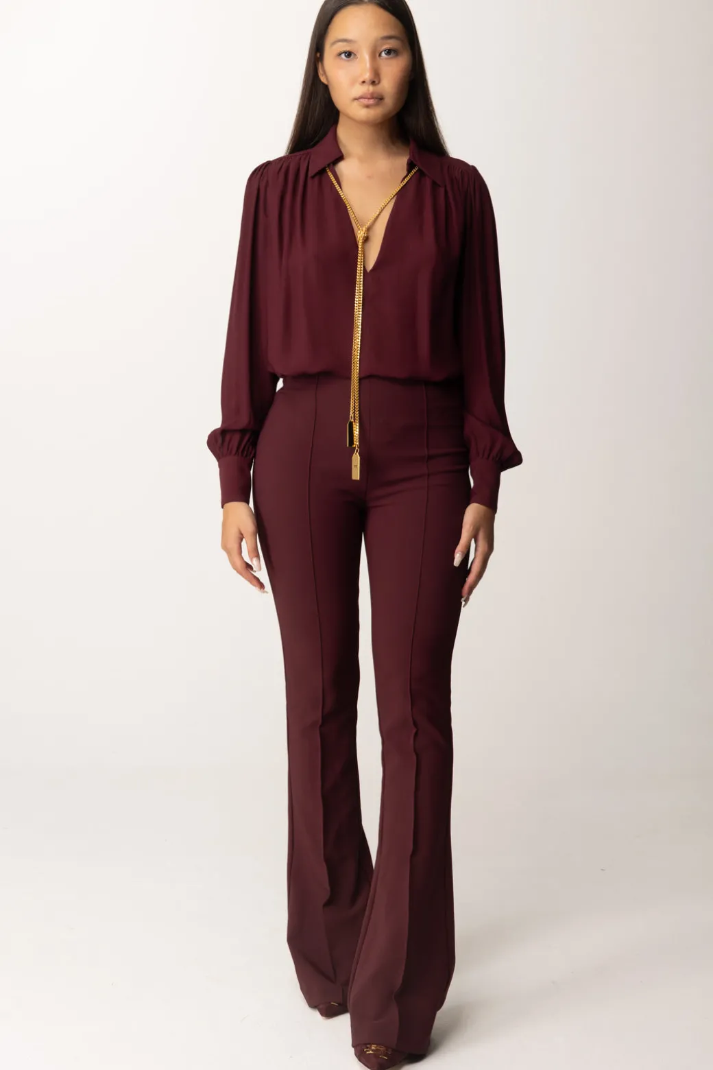 Elisabetta Franchi Blusa In Georgette con CollanaROUGE NOIR