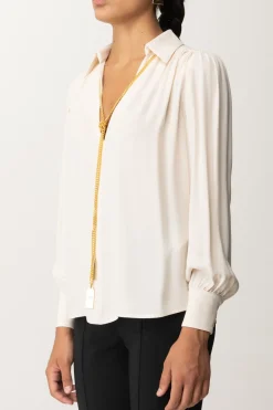 Elisabetta Franchi Blusa In Georgette con CollanaLATTICE