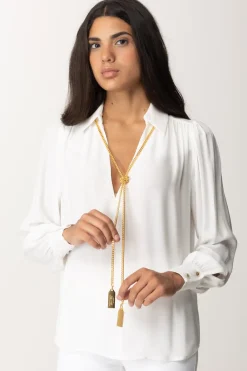 Elisabetta Franchi Blusa In Georgette con CollanaAVORIO