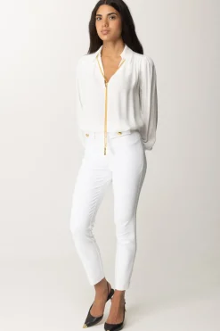 Elisabetta Franchi Blusa In Georgette con CollanaAVORIO