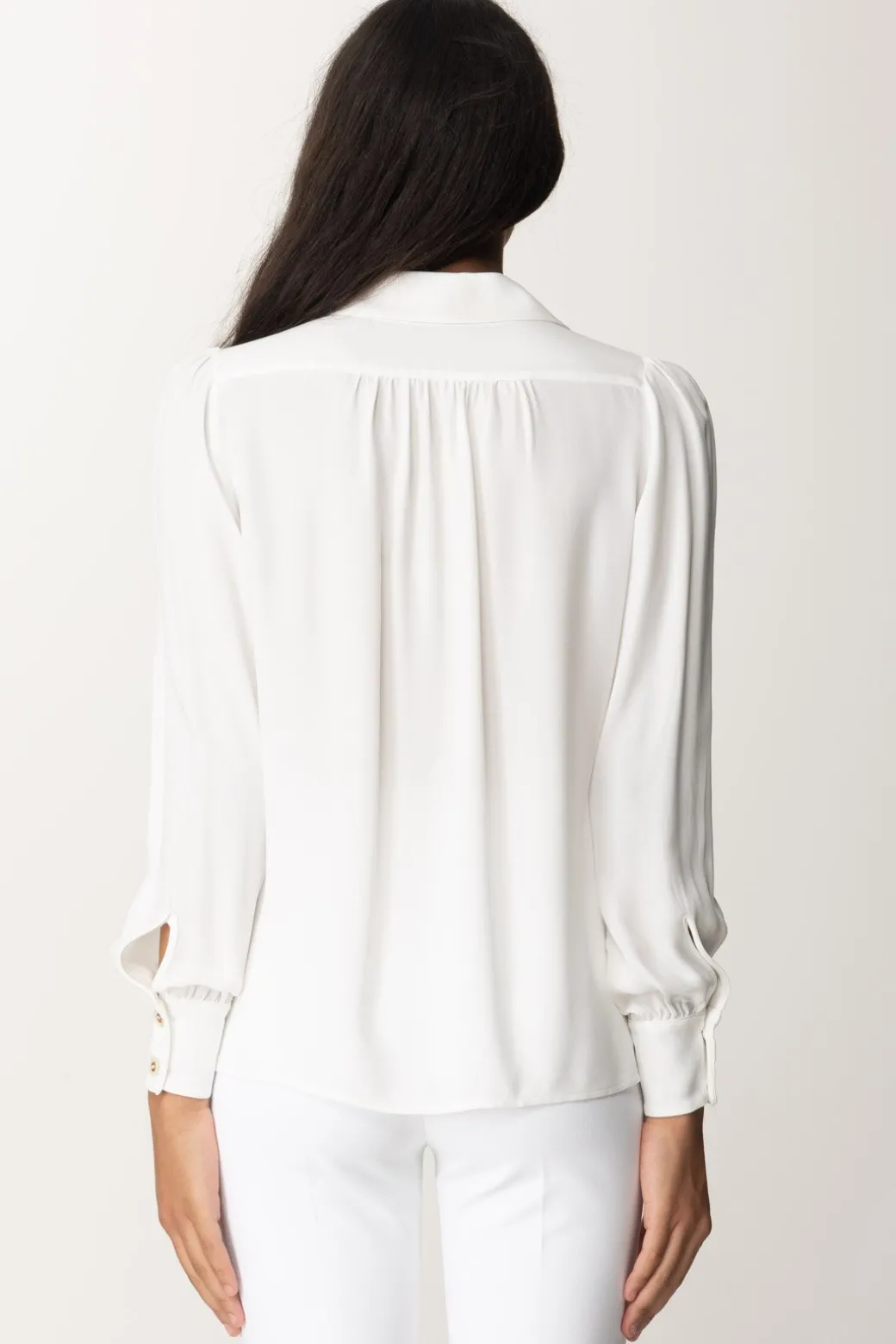 Elisabetta Franchi Blusa In Georgette con CollanaAVORIO