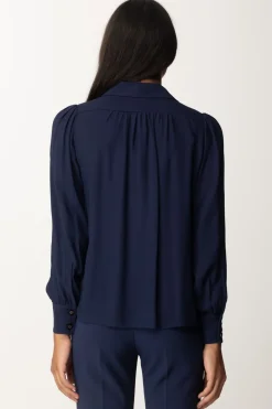 Elisabetta Franchi Blusa In Georgette con CollanaNAVY