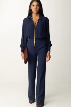 Elisabetta Franchi Blusa In Georgette con CollanaNAVY