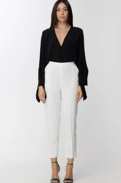 Elisabetta Franchi Blusa con Scollo a Incrocio e Fiocchi Sui PolsiNERO