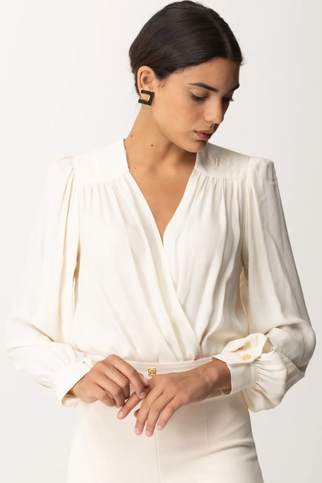 Elisabetta Franchi Body a Incrocio con Ricamo Sulle SpalleBURRO