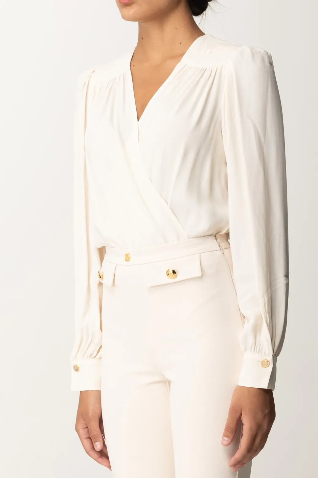 Elisabetta Franchi Body a Incrocio con Ricamo Sulle SpalleBURRO