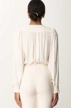 Elisabetta Franchi Body a Incrocio con Ricamo Sulle SpalleBURRO