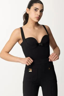 Elisabetta Franchi Body con Fiocco In RasoNERO