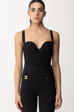 Elisabetta Franchi Body con Fiocco In RasoNERO