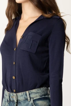 Elisabetta Franchi Body con Ricamo LogoNAVY