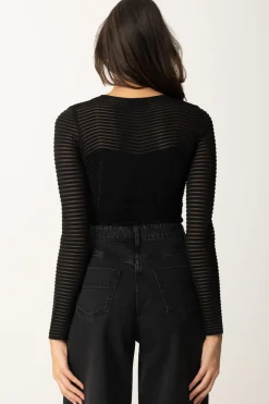 Elisabetta Franchi Body con Motivo ChevronNERO