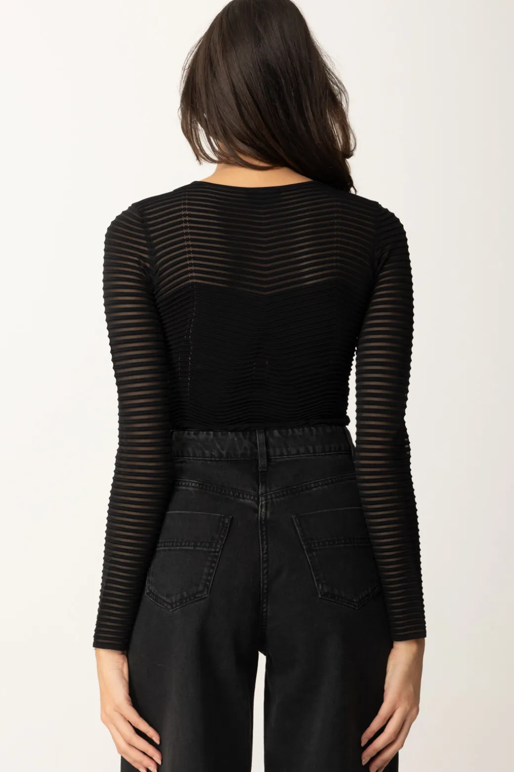 Elisabetta Franchi Body con Motivo ChevronNERO