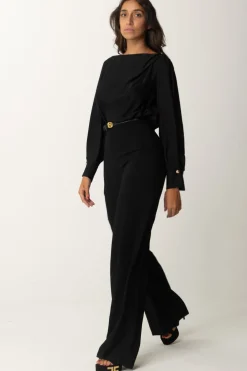 Elisabetta Franchi Body In Raso Jacquard con CollanaNERO