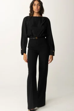 Elisabetta Franchi Body In Raso Jacquard con CollanaNERO