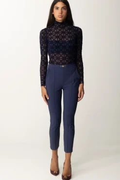 Elisabetta Franchi Body In Tulle con Stampa FlockNAVY