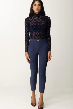 Elisabetta Franchi Body In Tulle con Stampa FlockNAVY