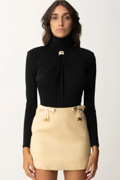 Elisabetta Franchi Body In Jersey con Accessorio GioielloNERO