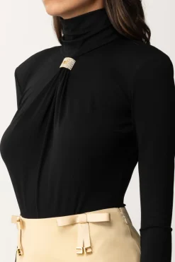 Elisabetta Franchi Body In Jersey con Accessorio GioielloNERO