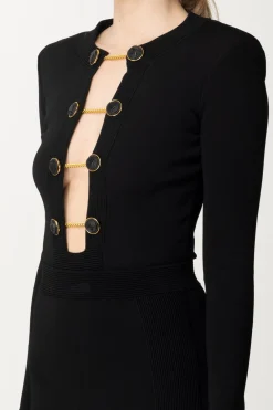 Elisabetta Franchi Body In Maglia con Bottoni GemelloNERO