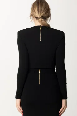 Elisabetta Franchi Body In Maglia con Bottoni GemelloNERO